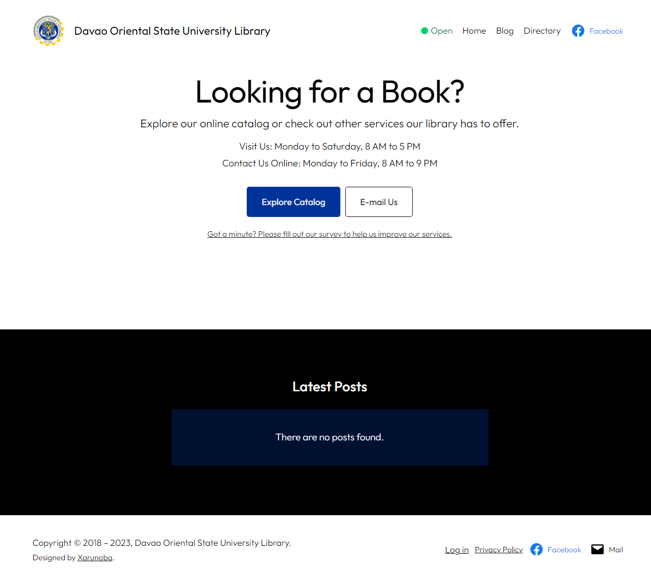 Screenshot of DOrSU Library Portal